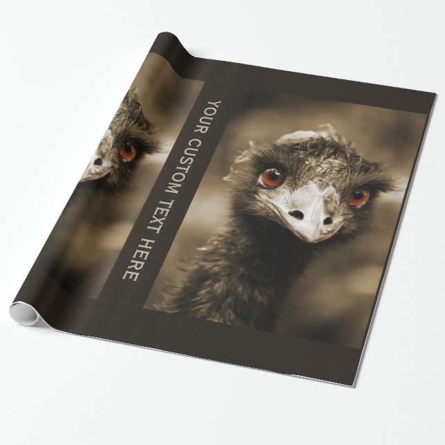 Papier Cadeau Ostriches Look papier d'emballage personnalisé (Déroulé)