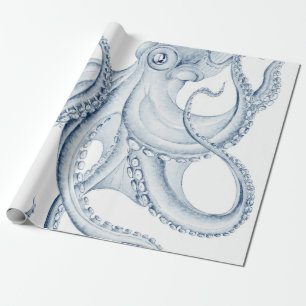 Papier Cadeau Otopus bleu Cephalopod Craken Encre