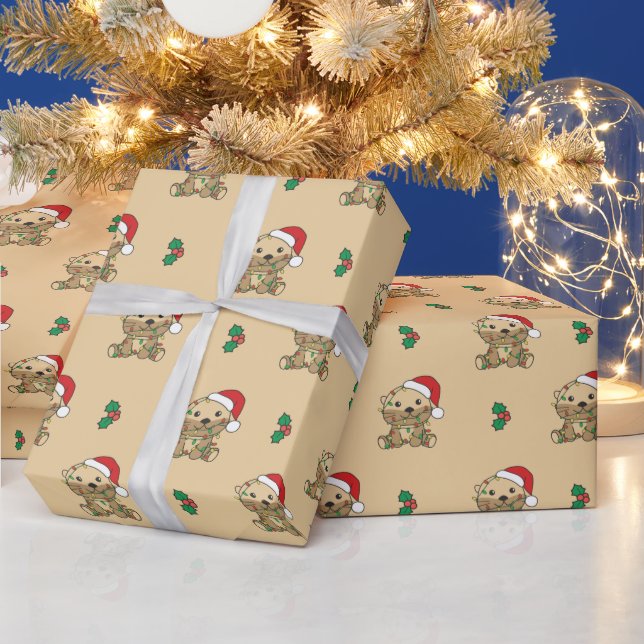 Papier Cadeau Otter Christmas Winter Animaux Vacances Otters (Vacances)