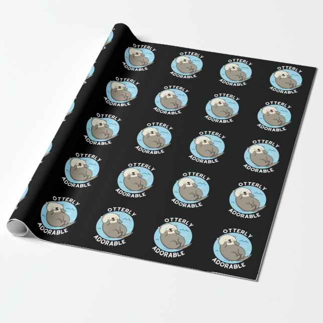 Papier Cadeau Otterly Adorable Funny Otter Pun (Déroulé)