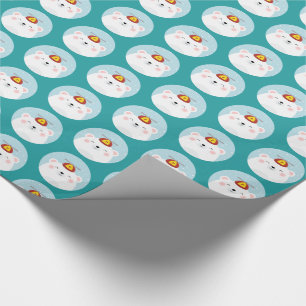 Papier Cadeau Ours blanc dans un motif de casquette de