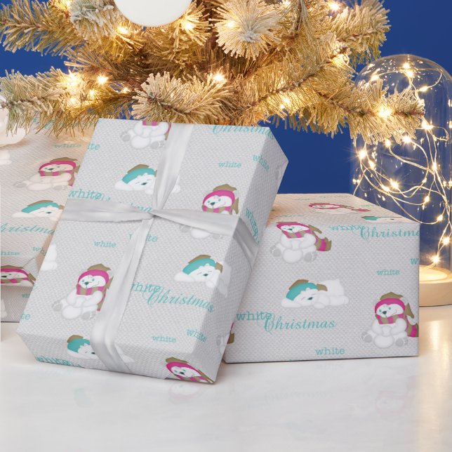Papier Cadeau Ours blancs blancs de Noël (Vacances)