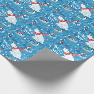 Papier Cadeau Ours blancs et pingouins de joie d'hiver