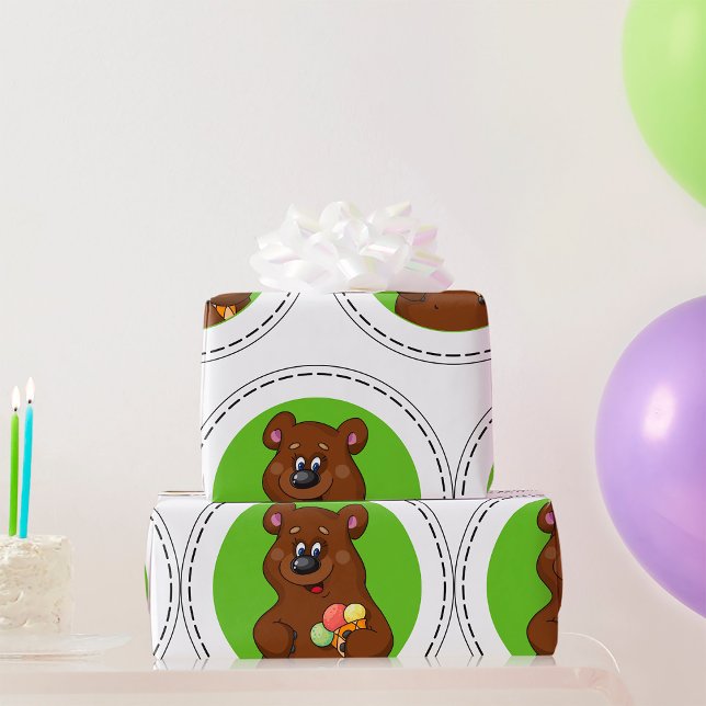 Papier Cadeau Ours Brown Avec Crème Glaciaire (Créateur téléchargé)