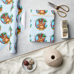 Papier Cadeau Ours dans la prairie d'anniversaire