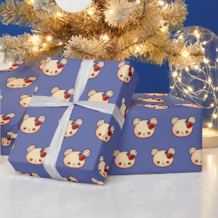 Papier Cadeau Ours de dessert fraise myrtille Kawaii Mignon