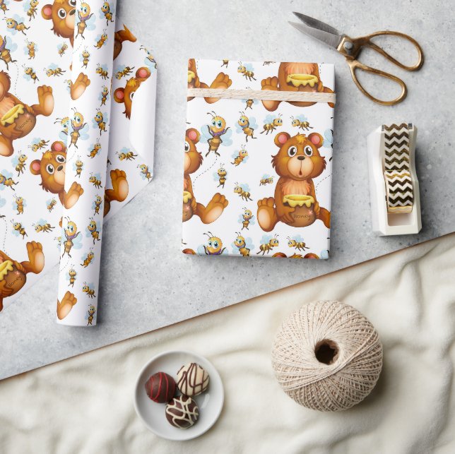 Papier Cadeau Ours de miel (Artisanat)