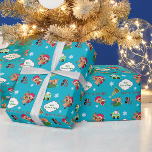 Papier Cadeau Ours de Noël personnalisés