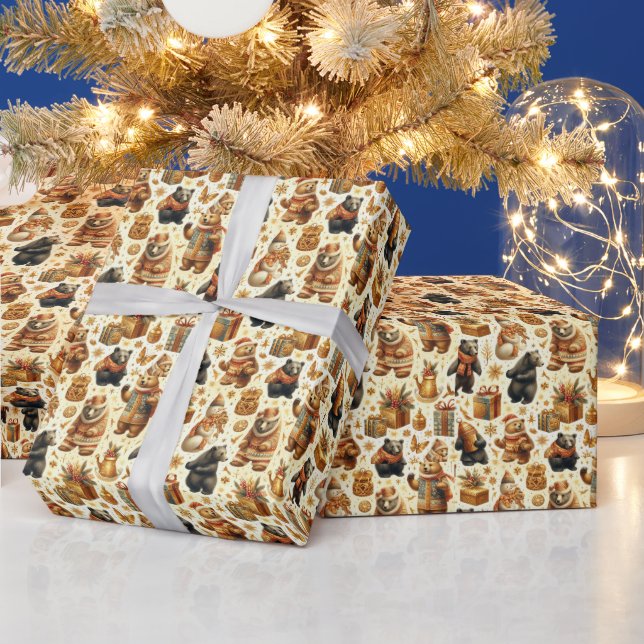 Papier Cadeau Ours de Noël Vintage (Vacances)