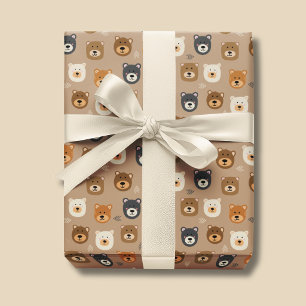Papier Cadeau Ours des bois mignons enfants