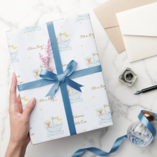 Papier Cadeau Ours doux en bateau en papier