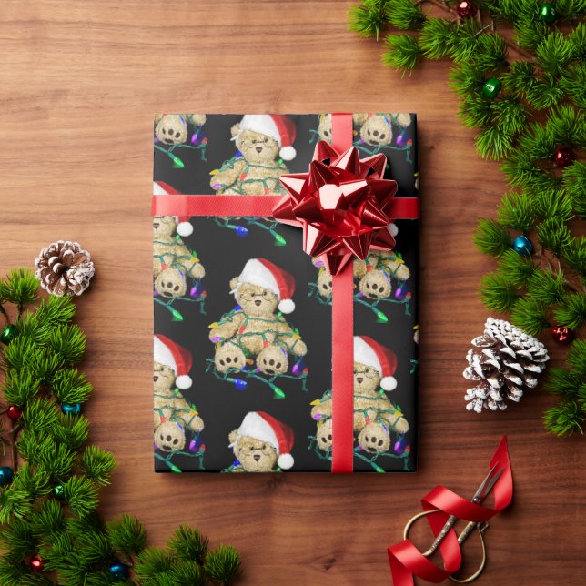 Papier Cadeau Ours En Jouet De Noël En Lumière (Cadeau de vacances)