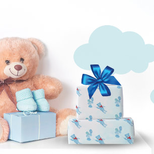 Papier Cadeau Ours en peluche à l'aquarelle avec ballons