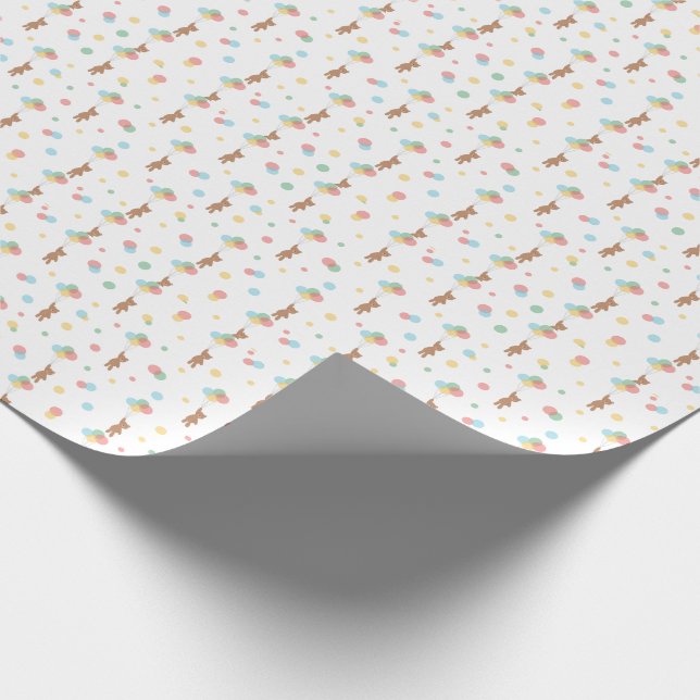 Papier Cadeau Ours en peluche avec ballons (Coin)