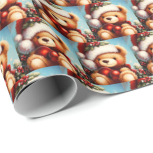 Papier Cadeau Ours en peluche de Noël 4