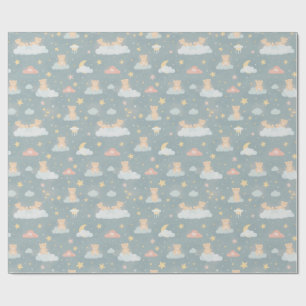 Papier Cadeau Ours en peluche fantaisiste sur une nuit nuageuse