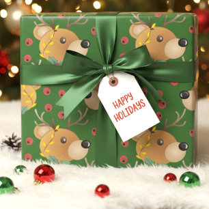 Papier Cadeau Ours en peluche vert forêt de Noël