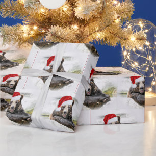 Papier Cadeau Ours Grizzli avec Casquette du Père Noël