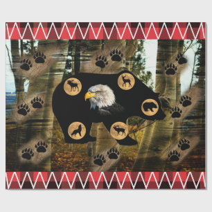 Papier Cadeau Ours Loup Aigle Elk Oie Cerf