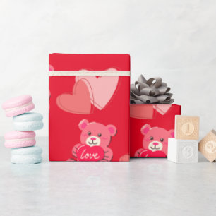 Papier Cadeau ours mignon Heureuse Sainte-Valentin