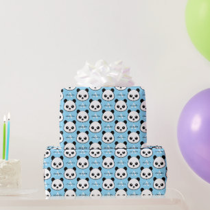 Papier Cadeau Ours Panda Mignon – Monogramme Personnalisé