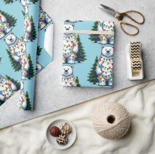 Papier Cadeau Ours polaire de Noël