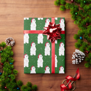 Papier Cadeau Ours polaire de Noël dans les flocons de neige