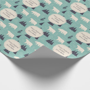 Papier Cadeau Ours polaire de Noël Vintage De et vers