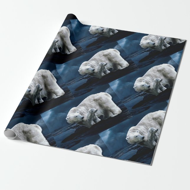 Papier Cadeau Ours polaire - demi-brique (Déroulé)