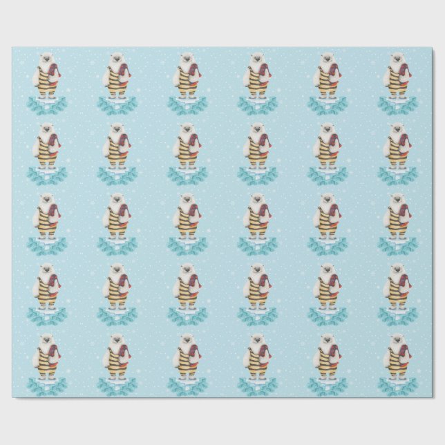 Papier Cadeau Ours polaire en maillot de bain Snowflakes hiver B (Couture)