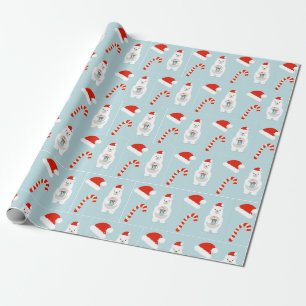 Papier Cadeau Ours polaire et cacao chaud Noël
