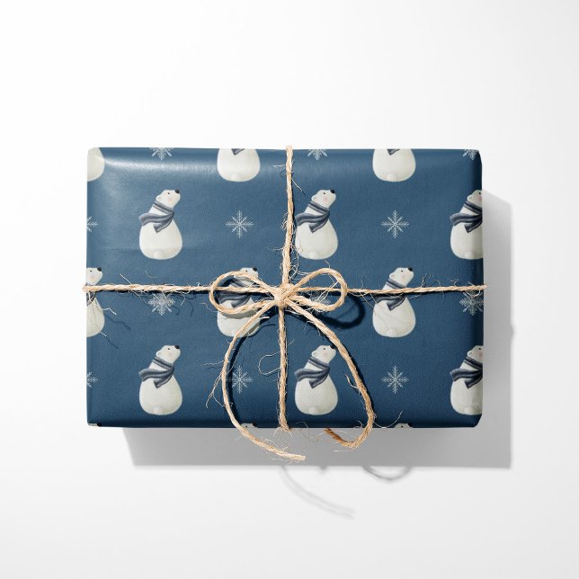 Papier Cadeau Ours polaire et flocons de neige confortables (Créateur téléchargé)