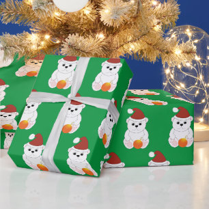 Papier Cadeau Ours polaire Noël chapeau de Noël mignon motif ver