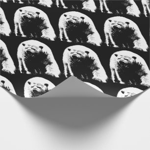 Papier Cadeau Ours polaire noir et blanc Pop Art