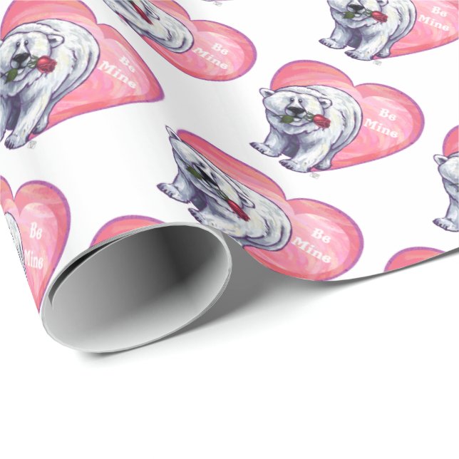 Papier Cadeau Ours polaire Saint Valentin (Coin rond)