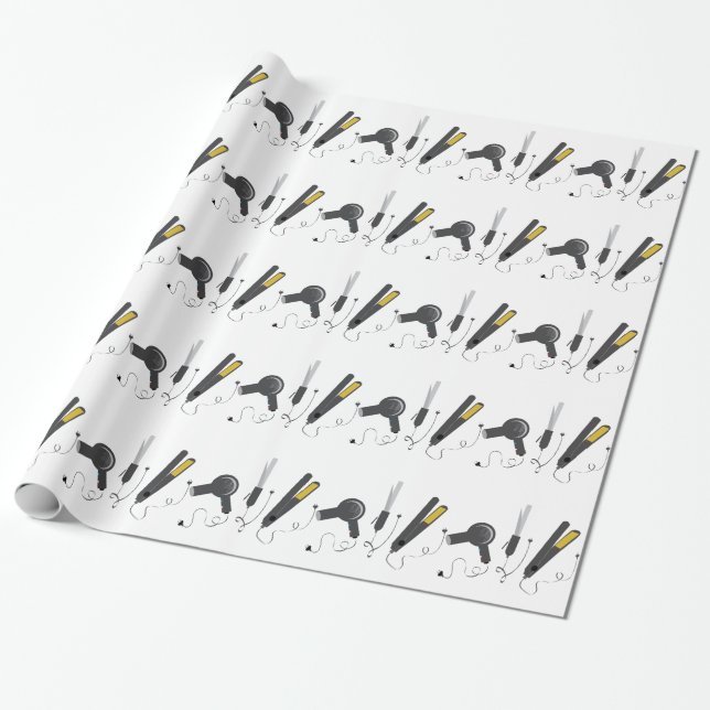 Papier Cadeau Outils de coiffeur (Déroulé)