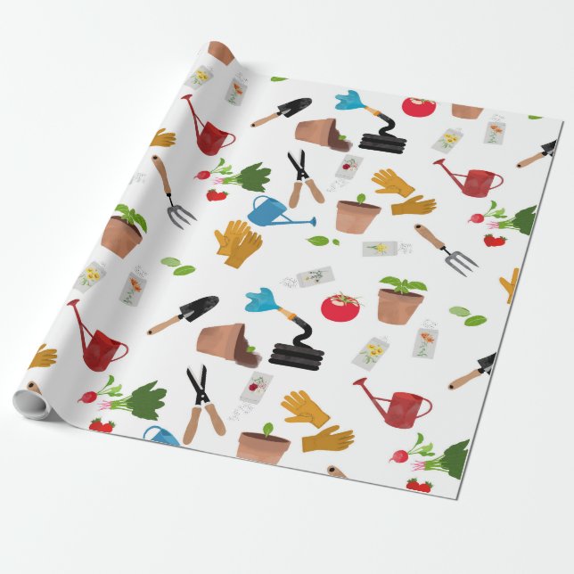 Papier Cadeau Outils de jardinage Plante jardinier Motif (Déroulé)