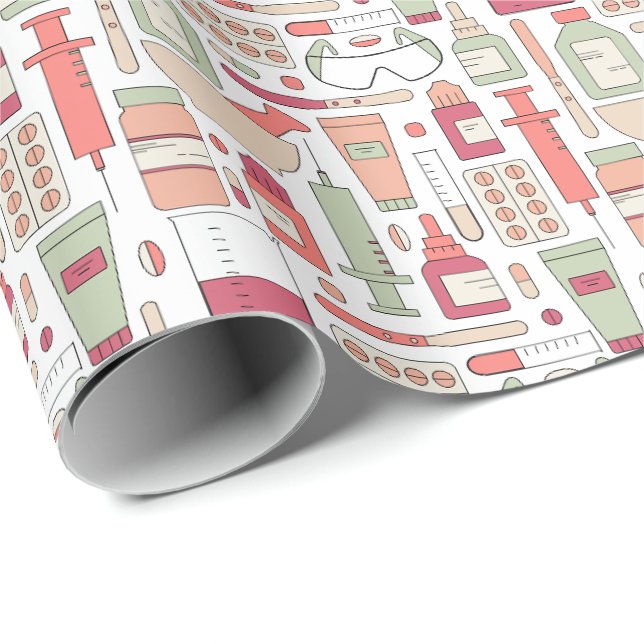Papier Cadeau Outils de pharmacie (Coin rond)