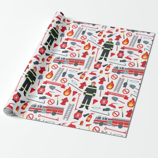 Papier Cadeau Outils de pompier (Déroulé)