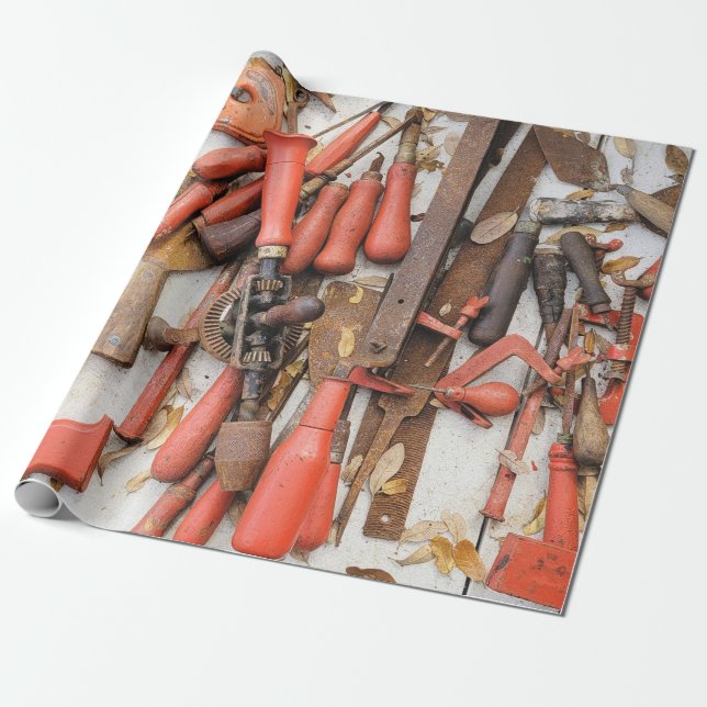 Papier Cadeau Outils Outil Russe antique Red Man (Déroulé)