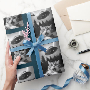 Papier Cadeau OVNI Drone Drôle Chat Selfie