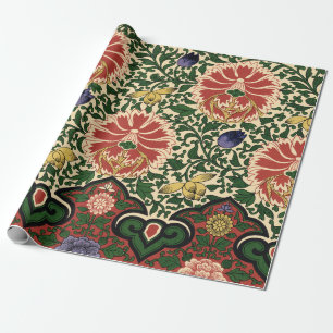 Papier Cadeau Owen Jones Chinoiserie Rouge Lotus Floral Art Desi