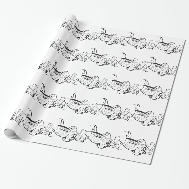 Papier Cadeau P-51 MUSTANG noir et blanc (Déroulé)