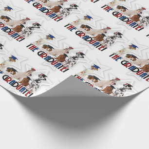 Papier Cadeau Pack de chiens dans les casquettes de graduation p