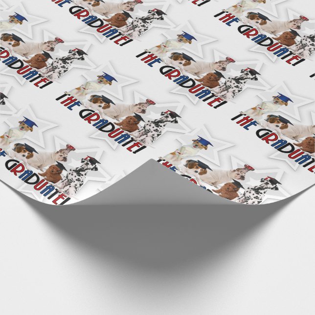 Papier Cadeau Pack de chiens dans les casquettes de graduation p (Coin)