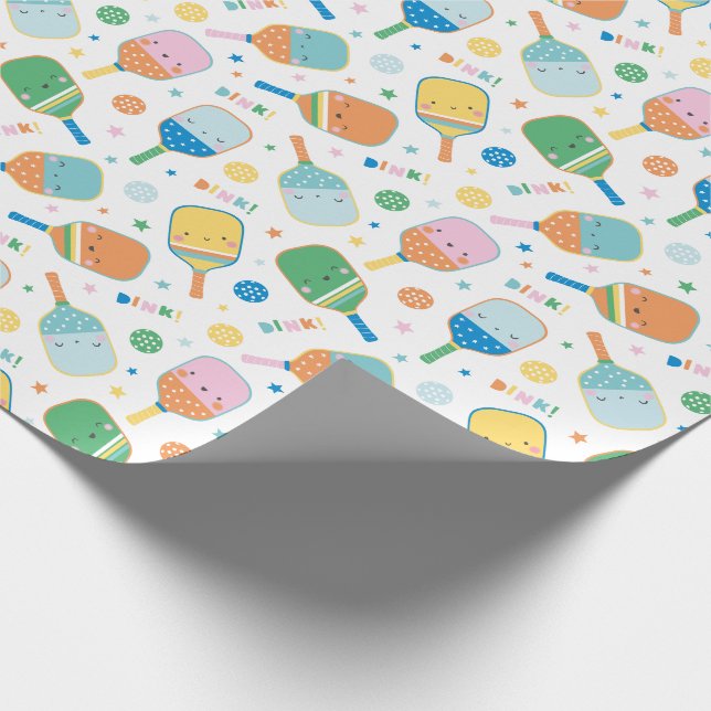 Papier Cadeau Pagaies de Pickleball mignonnes en couleurs douces (Coin)