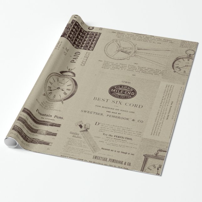 Papier Cadeau Pages antiques de catalogue (Déroulé)
