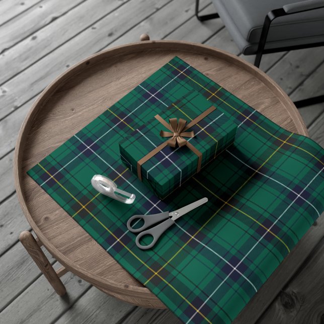 Papier Cadeau Paid Rustique Henderson Green Christmas Tartan (Plaid Clan Henderson Tartan Wrapping Paper)