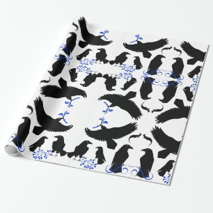 Papier Cadeau Païen noir de filou de Viking d'oiseaux de mythe