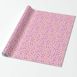 Papier Cadeau Paillettes Arc-en-Ciel Confettis Rose Clair